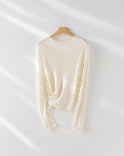 Femme Leichtgewicht Gerippt Langarm-Pullover Heidi-Mode