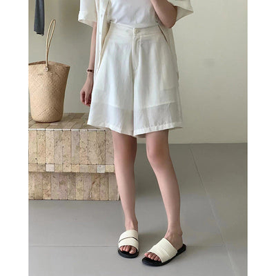 Femme Leichtgewichtiges Button-Up Shirt und Shorts Set Heidi-Mode