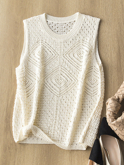 Femme Open-Knit Ärmelloser Pullover Heidi-Mode