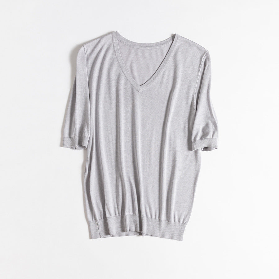 Femme luxuriöser V-Ausschnitt entspannter Pullover Heidi-Mode