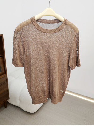 Femme Leichtgewicht Kurzarm Stricktop Heidi-Mode