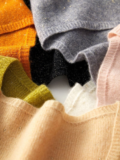 Femme Leicht V-Ausschnitt Strickpullover Heidi-Mode