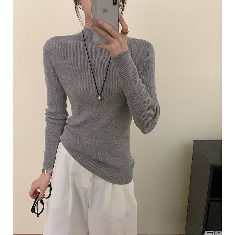 Damen Langarm Ripp-Turtleneck Pullover Heidi-Mode