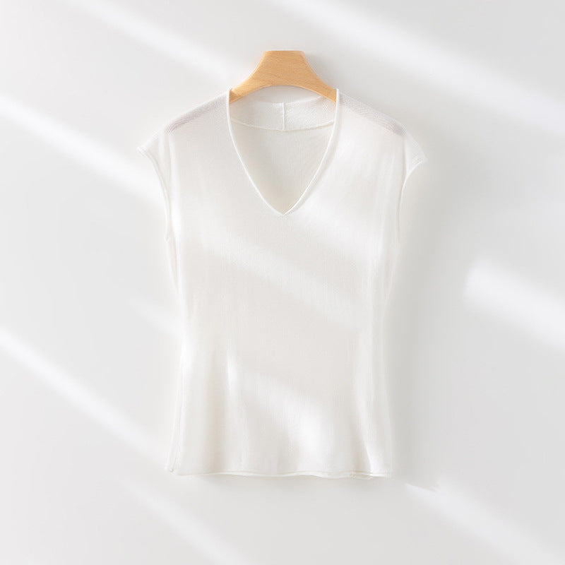 Femme Leichtes V-Ausschnitt Stricktop Heidi-Mode