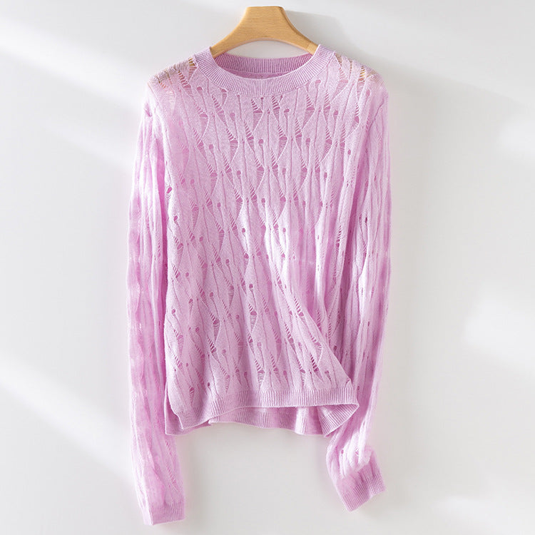 Femme Leichtgewicht Strickpullover mit Offenem Strickdesign Heidi-Mode