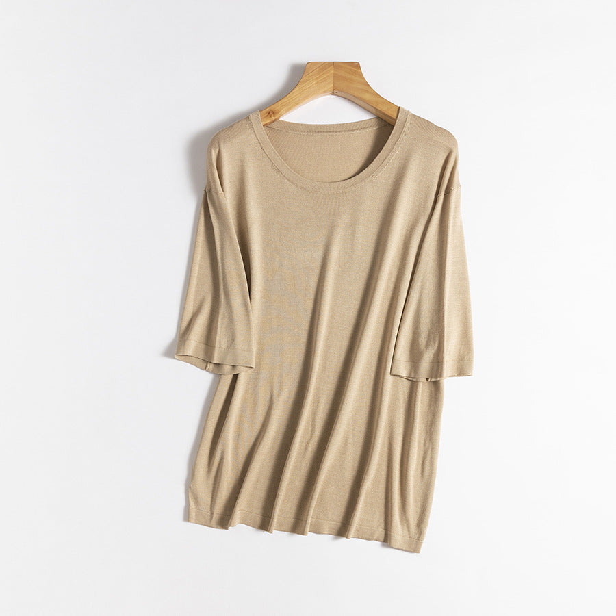 Femme Relaxed Fit Übergroße Kurzarm-Bluse Heidi-Mode