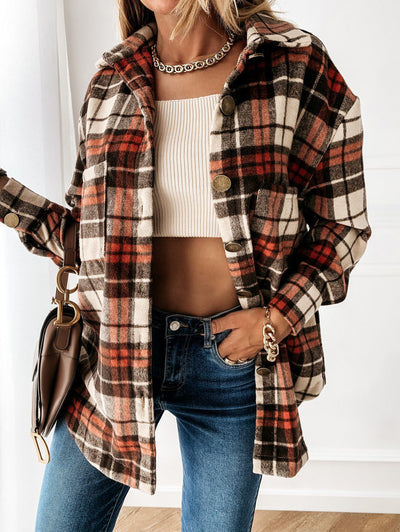 Karierter Oversized-Hemdjacke | Lässiger Schnitt | Perfekt für den Übergang