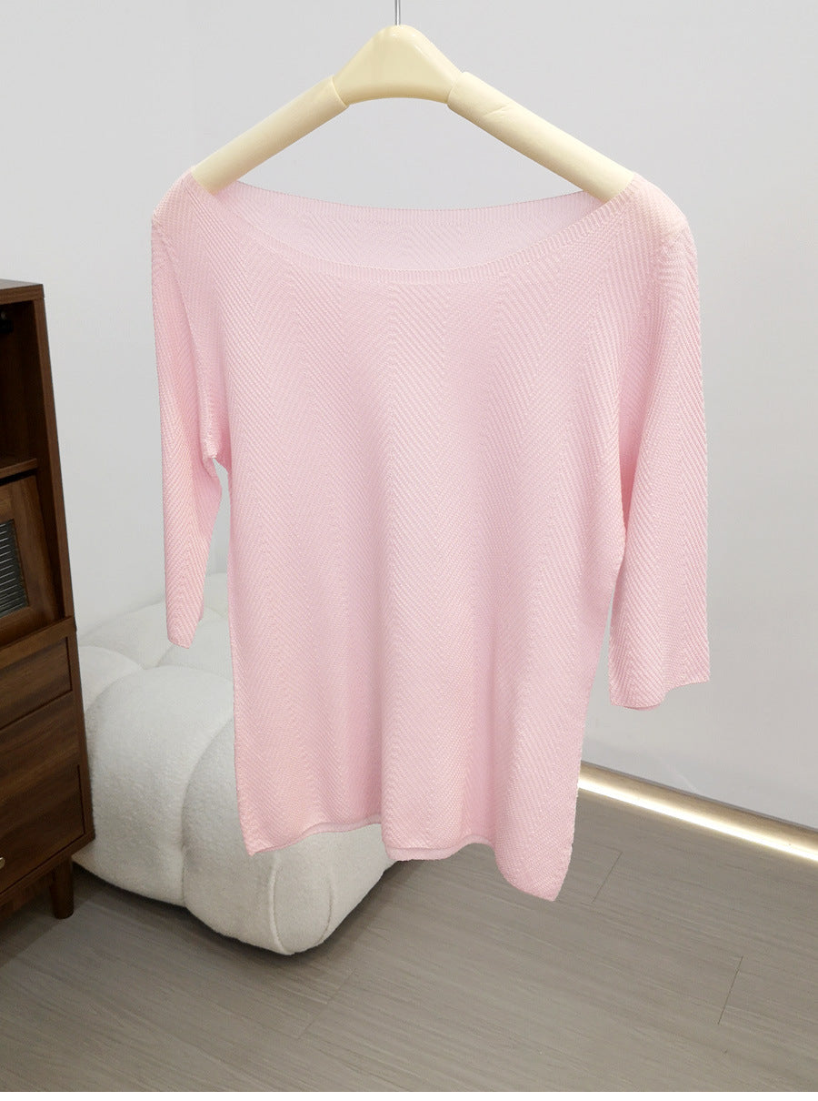 Femme Off-Shoulder Strukturiertes Strickoberteil Heidi-Mode