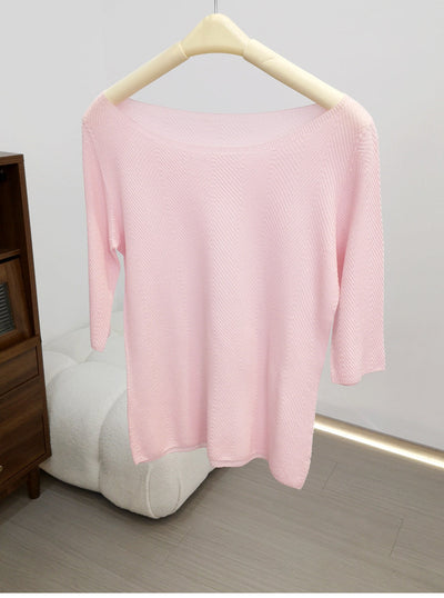 Femme Off-Shoulder Strukturiertes Strickoberteil Heidi-Mode