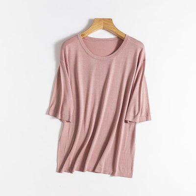 Femme Relaxed Fit Übergroße Kurzarm-Bluse Heidi-Mode