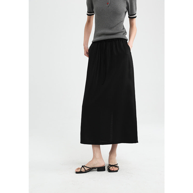 Femme Leichtgewicht Kordelzug Maxi Rock Heidi-Mode