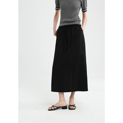 Femme Leichtgewicht Kordelzug Maxi Rock Heidi-Mode