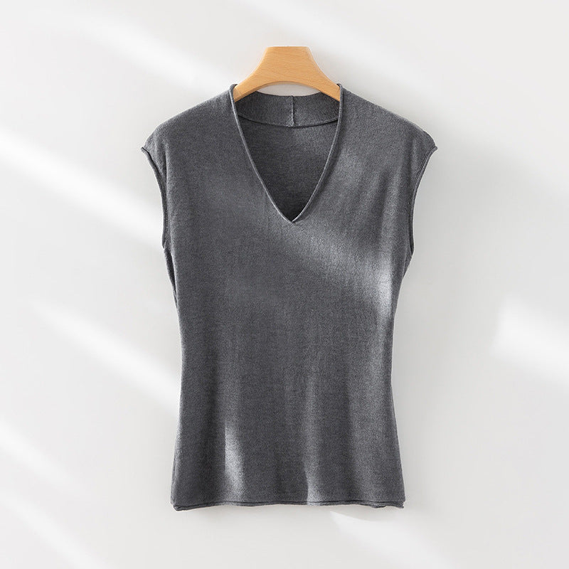 Femme Leichtes V-Ausschnitt Stricktop Heidi-Mode