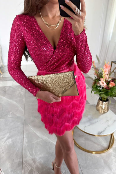 Sofia – Pailletten-Tassel Partykleid für Damen