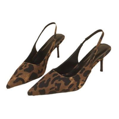Damen Slingback Pumps mit modischem Leoparden-Design und elegantem Absatz Heidi-Mode