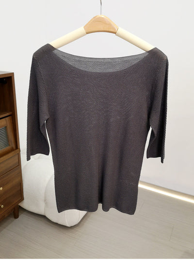 Femme Off-Shoulder Strukturiertes Strickoberteil Heidi-Mode