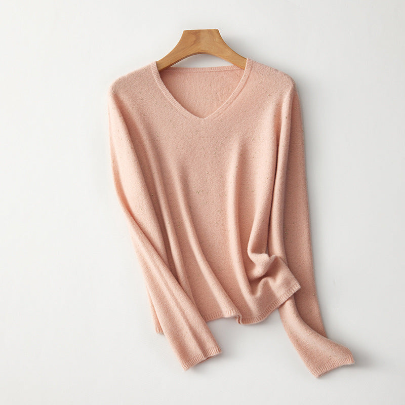 Femme Leicht V-Ausschnitt Strickpullover Heidi-Mode
