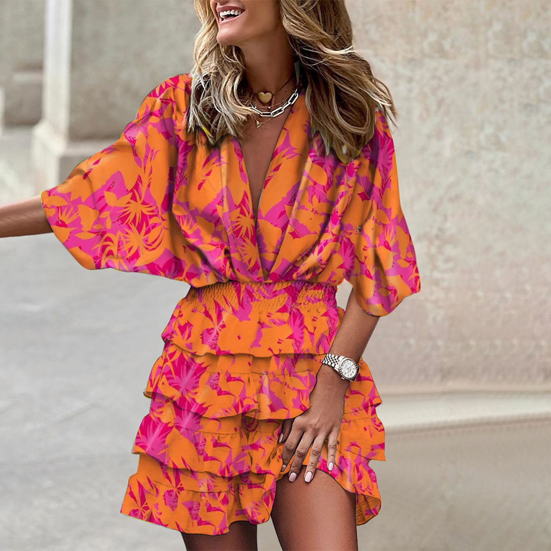 Elegantes Bedrucktes Minikleid | Drapierte Taille | Schicker Stil