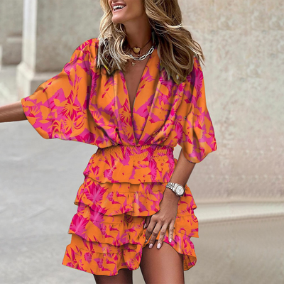 Elegantes Bedrucktes Minikleid | Drapierte Taille | Schicker Stil