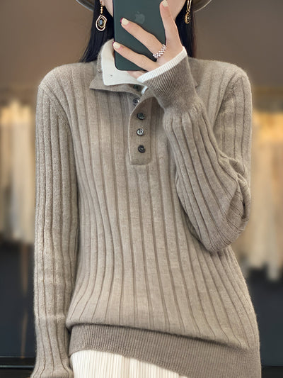 Eva | Casual Turn-Down Kragen Pullover Stricktop für Damen