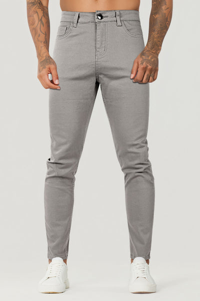 Hellgraue Schmale Herren Stretch Jeans