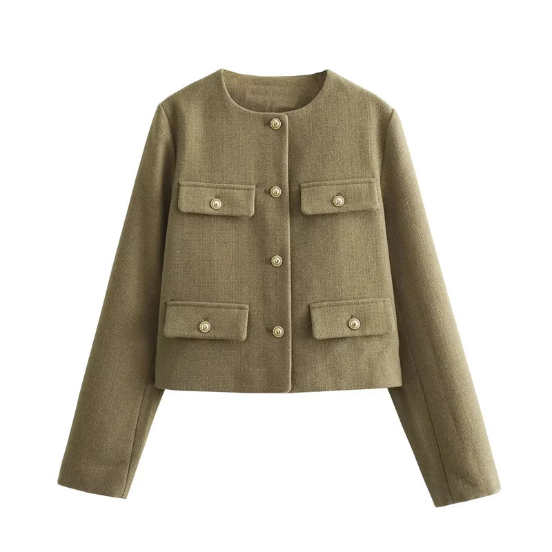 Kastenjacke | Goldene Knöpfe & Taschen-Details | Klassische Eleganz