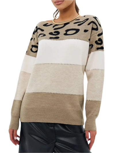 Francesca – Damenpullover mit Leopardenmuster und Blockfarben