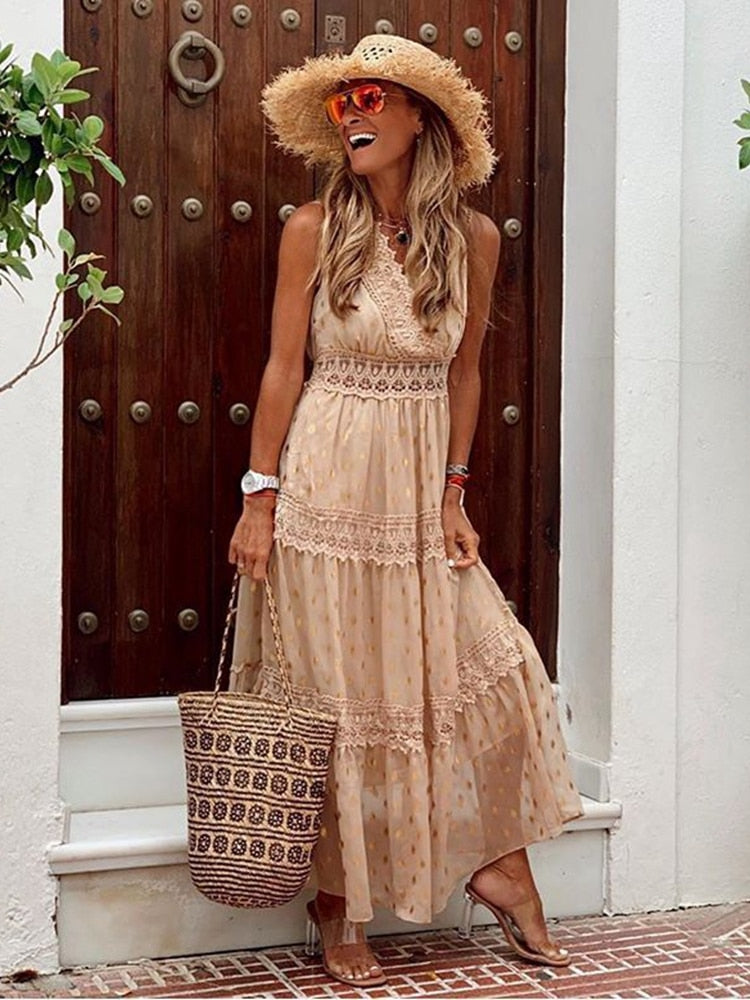 Selene® | Elegantes langes Boho-Ibiza-Kleid