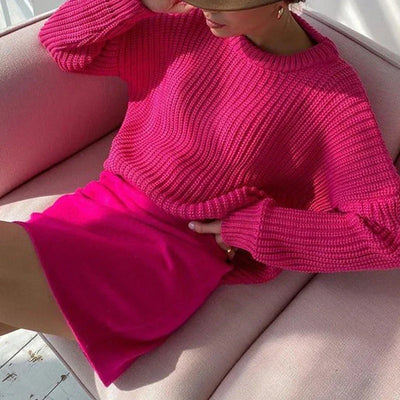 Pullover mit Rundhalsausschnitt und Übergröße für Damen
