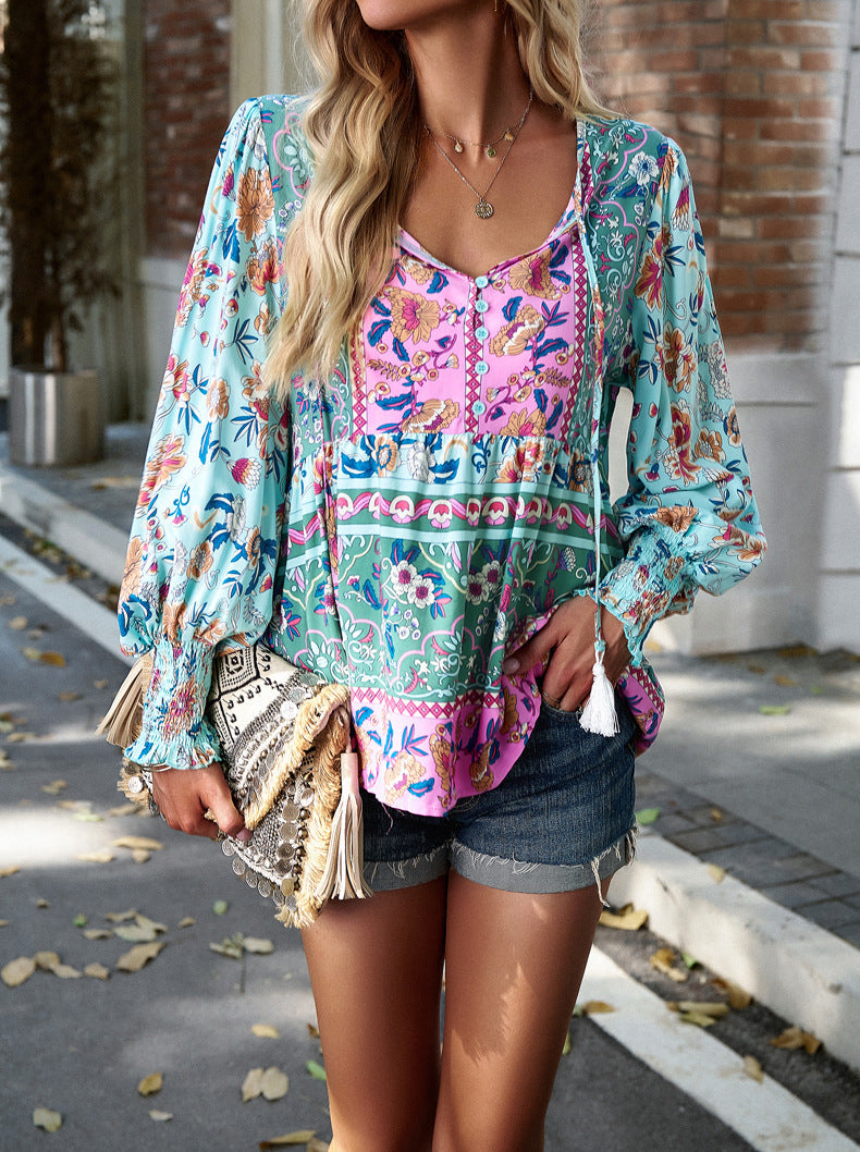 Sabine | Bluse mit Boho-Blumenmuster