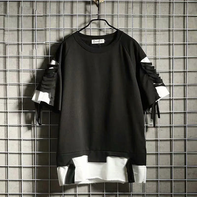 Marco – Black Y2K Herren Techwear T-Shirt mit Loch-Design