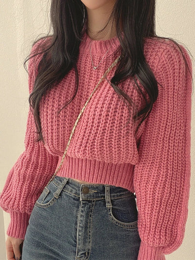 Gekürzter Strickpullover für Damen