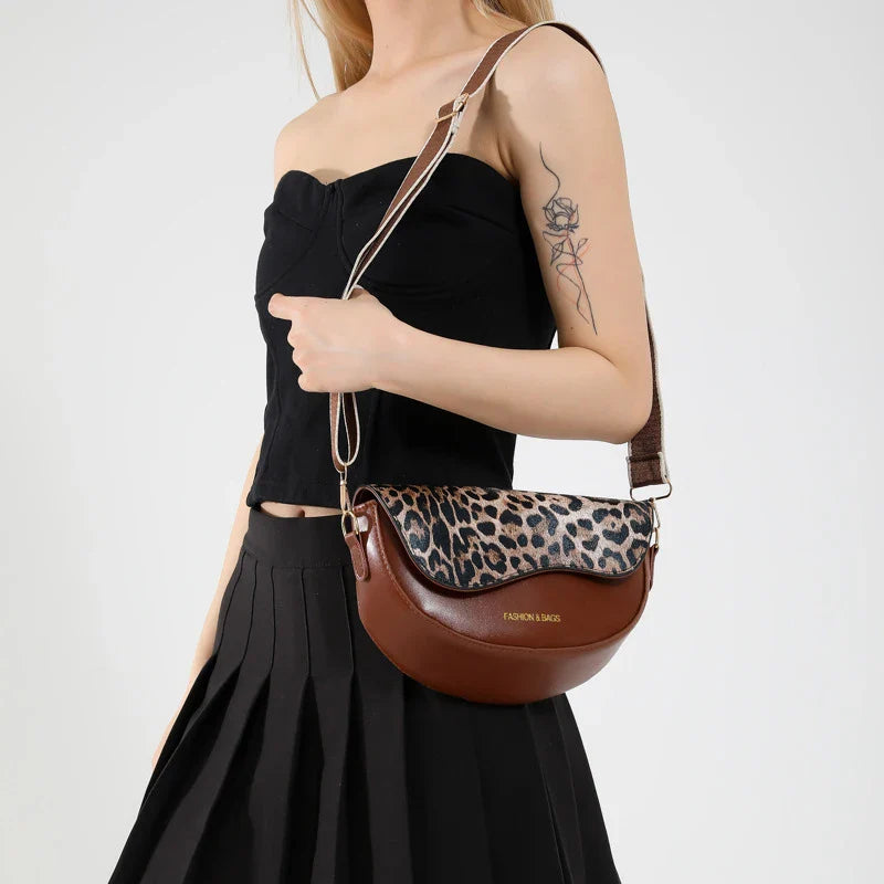 Giulia – Vintage Leopard Sattel Tasche für Damen