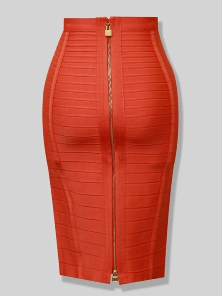 Heidi-Mode | Sommermode Sexxy Reißverschlüsse Bandage Rock Designer A-Linien Bodycon Bleistiftrock Faldas 58Cm