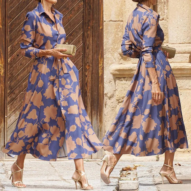 Hemdblusenkleid mit Knopfleiste | Taillierter Schnitt | Fließender Maxilook