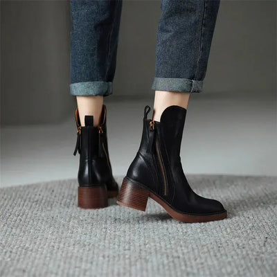 Elegante Damen Lederstiefeletten