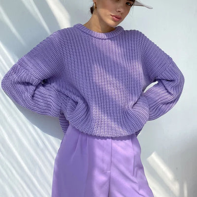 Pullover mit Rundhalsausschnitt und Übergröße für Damen
