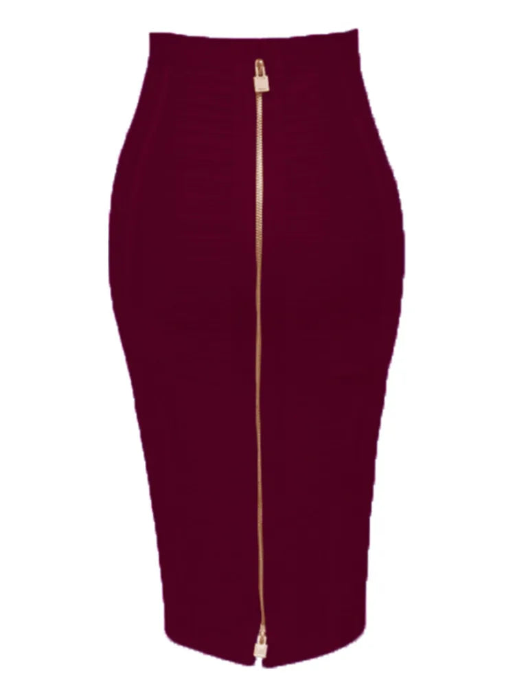 Heidi-Mode | Sommermode Sexxy Reißverschlüsse Bandage Rock Designer A-Linien Bodycon Bleistiftrock Faldas 58Cm