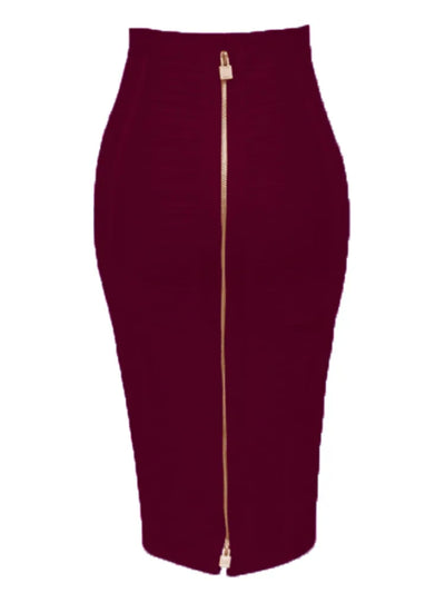 Heidi-Mode | Sommermode Sexxy Reißverschlüsse Bandage Rock Designer A-Linien Bodycon Bleistiftrock Faldas 58Cm