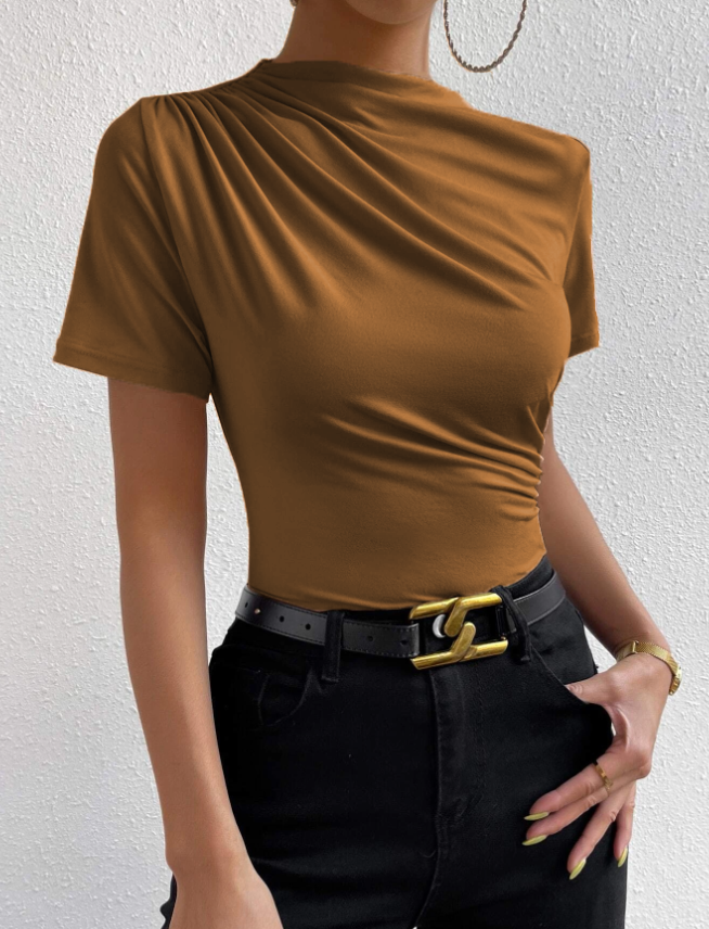 Thea | Elegantes Plissiertes Kurzarm-Top