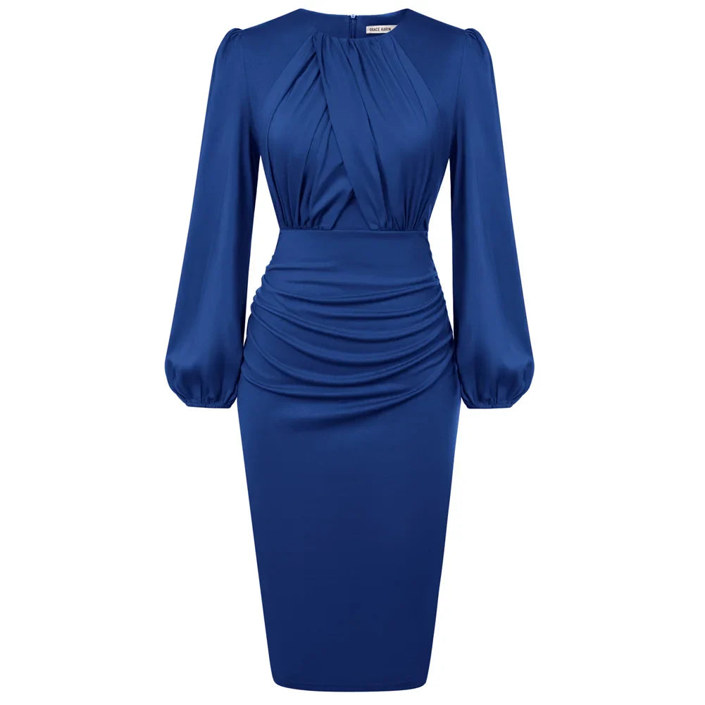 Alena – Elegantes Kontrast-Bodycon-Midikleid für Damen