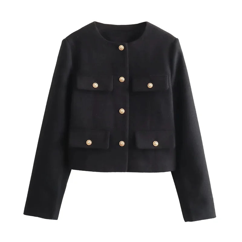 Kastenjacke | Goldene Knöpfe & Taschen-Details | Klassische Eleganz