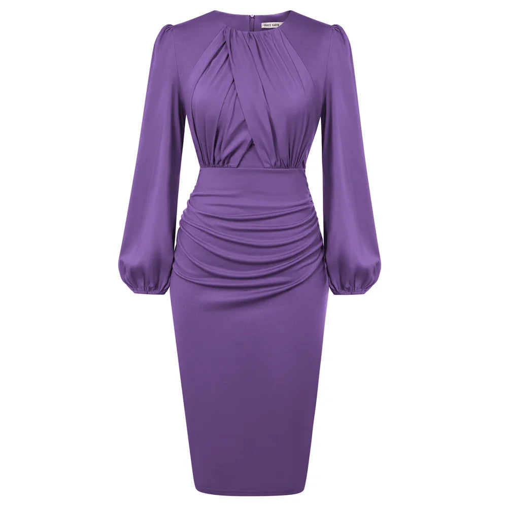 Alena – Elegantes Kontrast-Bodycon-Midikleid für Damen