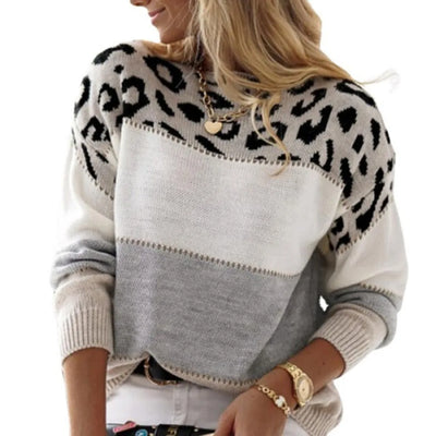 Francesca – Damenpullover mit Leopardenmuster und Blockfarben