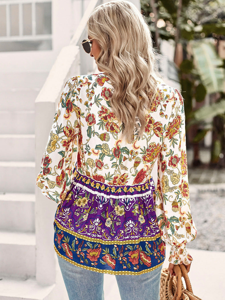 Sabine | Bluse mit Boho-Blumenmuster