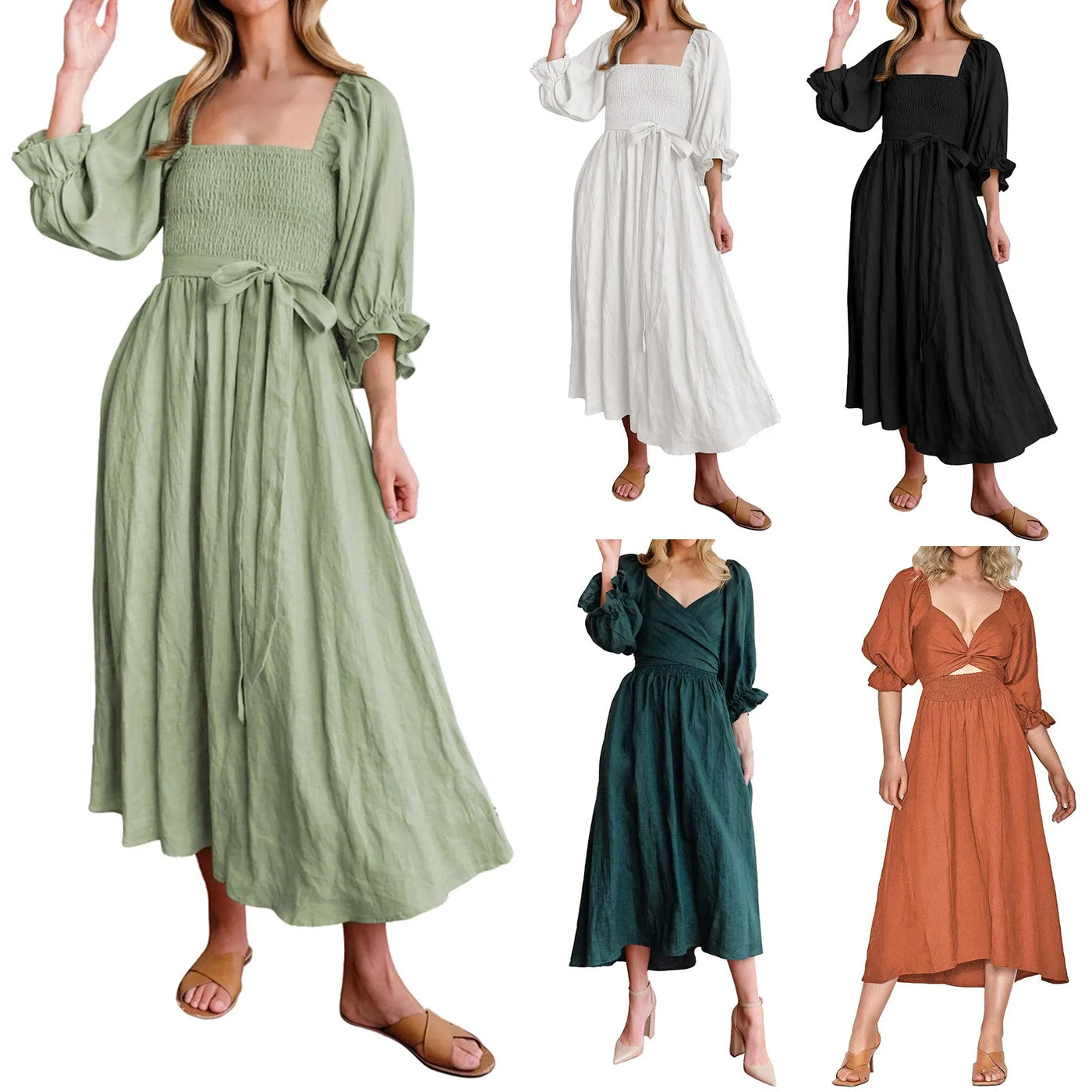 Queency | Französisches Kleid mit Rüschenärmeln