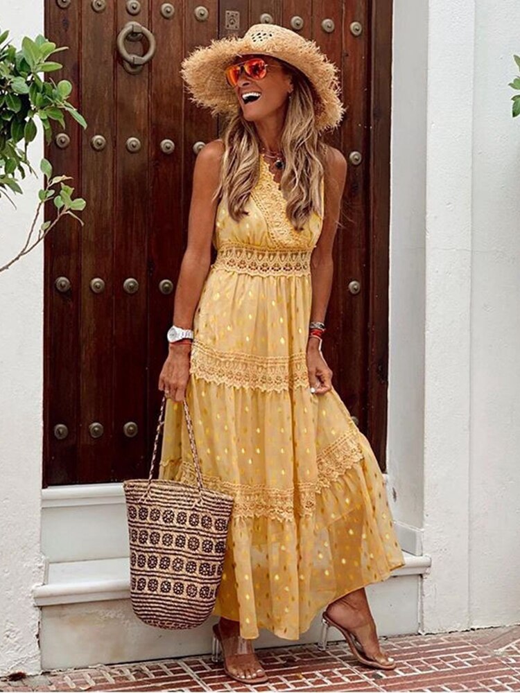 Selene® | Elegantes langes Boho-Ibiza-Kleid