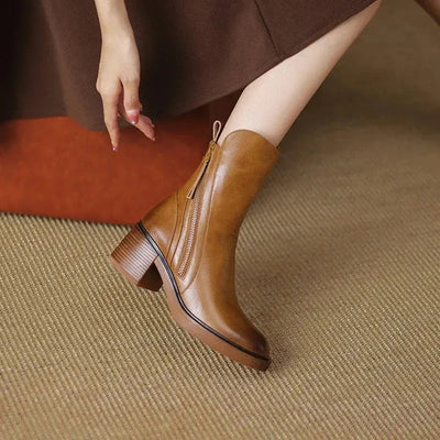 Elegante Damen Lederstiefeletten