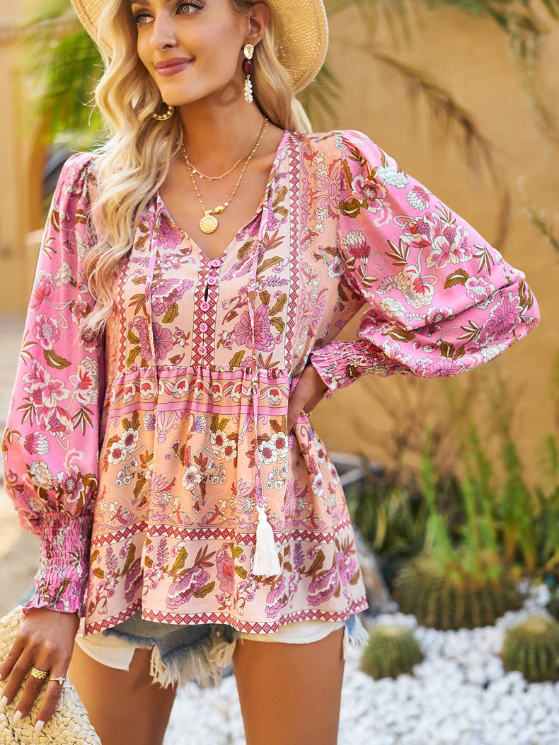 Sabine | Bluse mit Boho-Blumenmuster