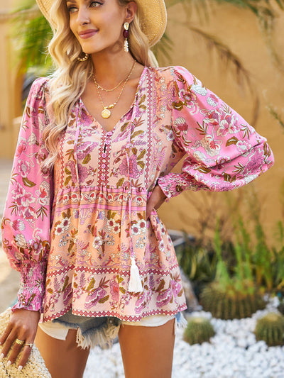 Sabine | Bluse mit Boho-Blumenmuster